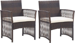 vidaXL - Tuinstoelen - met - kussens - 2 - st - poly - rattan - bruin