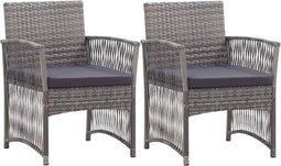 vidaXL - Tuinstoelen - met - kussens - 2 - st - poly - rattan - antraciet