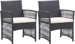 vidaXL - Tuinstoelen - met - kussens - 2 - st - poly - rattan - zwart