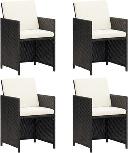 vidaXL - Tuinstoelen - met - kussens - 4 - st - poly - rattan - zwart