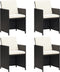 vidaXL - Tuinstoelen - met - kussens - 4 - st - poly - rattan - zwart