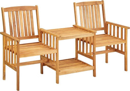vidaXL - Tuinstoelen - met - theetafel - 159x61x92 - cm - massief - acaciahout