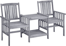 vidaXL - Tuinstoelen - met - theetafel - 159x61x92 - cm - massief - acaciahout