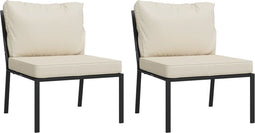 vidaXL - Tuinstoelen - met - zandkleurige - kussens - 2 - st - 60x74x79 - cm - staal
