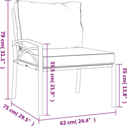 vidaXL - Tuinstoelen - met - zandkleurige - kussens - 2 - st - 62x75x79 - cm - staal