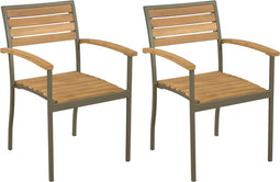 vidaXL - Tuinstoelen - stapelbaar - 2 - st - massief - acaciahout - en - staal