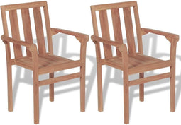 vidaXL - Tuinstoelen - stapelbaar - 2 - st - massief - teakhout