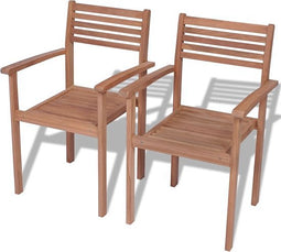vidaXL - Tuinstoelen - stapelbaar - 2 - st - massief - teakhout