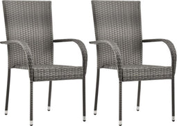 vidaXL - Tuinstoelen - stapelbaar - 2 - st - poly - rattan - grijs