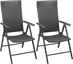 vidaXL - Tuinstoelen - stapelbaar - 2 - st - poly - rattan - zwart
