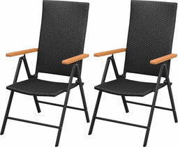 vidaXL - Tuinstoelen - stapelbaar - 2 - st - poly - rattan - zwart
