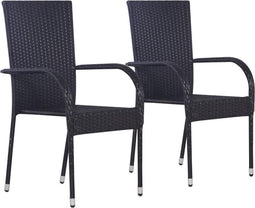 vidaXL - Tuinstoelen - stapelbaar - 2 - st - poly - rattan - zwart