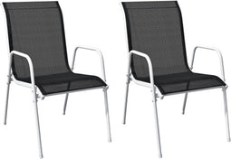 vidaXL - Tuinstoelen - stapelbaar - 2 - st - staal - en - textileen - zwart
