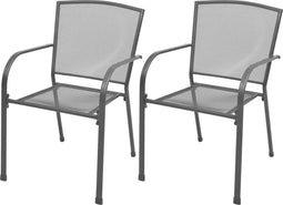 vidaXL - Tuinstoelen - stapelbaar - 2 - st - staal - grijs