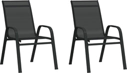 vidaXL - Tuinstoelen - stapelbaar - 2 - st - textileen - stof - zwart