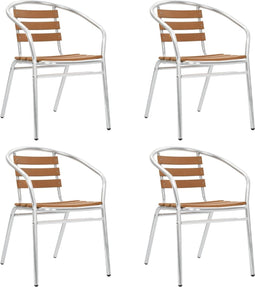vidaXL - Tuinstoelen - stapelbaar - 4 - st - aluminium - en - HKC - zilverkleurig