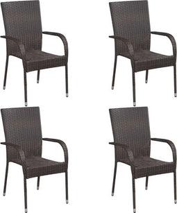 vidaXL - Tuinstoelen - stapelbaar - 4 - st - poly - rattan - bruin