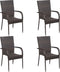 vidaXL - Tuinstoelen - stapelbaar - 4 - st - poly - rattan - bruin