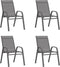 vidaXL - Tuinstoelen - stapelbaar - 4 - st - textileen - stof - grijs