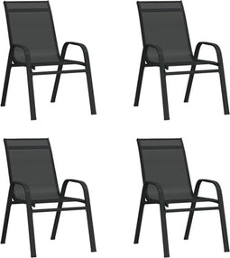 vidaXL - Tuinstoelen - stapelbaar - 4 - st - textileen - stof - zwart