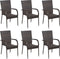 vidaXL - Tuinstoelen - stapelbaar - 6 - st - poly - rattan - bruin