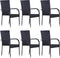 vidaXL - Tuinstoelen - stapelbaar - 6 - st - poly - rattan - zwart
