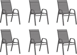vidaXL - Tuinstoelen - stapelbaar - 6 - st - textileen - stof - grijs
