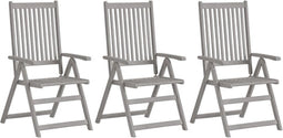 vidaXL - Tuinstoelen - verstelbaar - 3 - st - massief - acaciahout - grijs