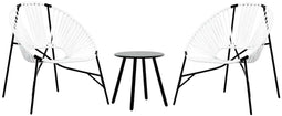vidaXL - Tuinstoelenset - 3-delig - poly - rattan - zwart - en - wit