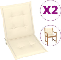 vidaXL - Tuinstoelkussen - lage - rug - 2 - st - 100x50x3 - cm - oxford - stof - crème