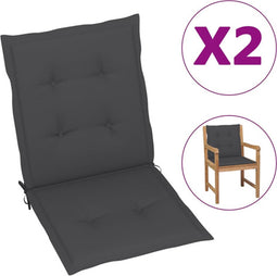 vidaXL - Tuinstoelkussen - lage - rug - 2 - st - oxford - stof - antraciet