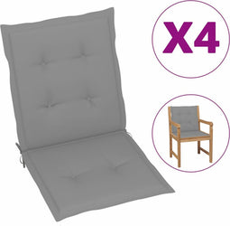 vidaXL - Tuinstoelkussen - lage - rug - 4 - st - oxford - stof - antraciet