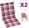 vidaXL - Tuinstoelkussens - 2 - st - 100x50x3 - cm - oxford - stof - ruitpatroon - rood