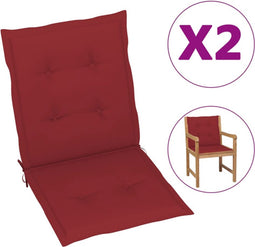 vidaXL - Tuinstoelkussens - 2 - st - 100x50x3 - cm - oxford - stof - wijnrood