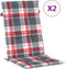 vidaXL - Tuinstoelkussens - 2 - st - 120x50x3 - cm - stof - ruitpatroon - rood