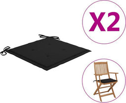 vidaXL - Tuinstoelkussens - 2 - st - 40x40x3 - cm - oxford - stof - zwart