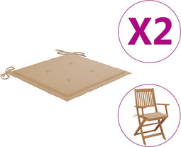 vidaXL - Tuinstoelkussens - 2 - st - 40x40x3 - cm - oxford - stof - beige