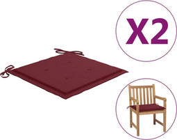 vidaXL - Tuinstoelkussens - 2 - st - 50x50x3 - cm - oxford - stof - wijnrood