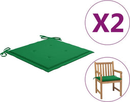 vidaXL - Tuinstoelkussens - 2 - st - 50x50x3 - cm - oxford - stof - groen