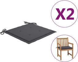 vidaXL - Tuinstoelkussens - 2 - st - 50x50x3 - cm - oxford - stof - antracietkleurig