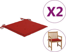 vidaXL - Tuinstoelkussens - 2 - st - 50x50x3 - cm - stof - rood