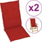 vidaXL - Tuinstoelkussens - 2 - st - hoge - rug - 120x50x3 - cm - stof - rood