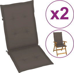 vidaXL - Tuinstoelkussens - 2 - st - hoge - rug - 120x50x3 - cm - stof - taupe