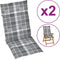 vidaXL - Tuinstoelkussens - 2 - st - hoge - rug - ruitpatroon - 120x50x3 - cm - grijs
