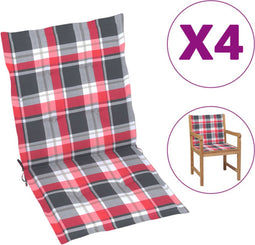 vidaXL - Tuinstoelkussens - 4 - st - 100x50x3 - cm - oxford - stof - ruitpatroon - rood