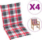vidaXL - Tuinstoelkussens - 4 - st - 100x50x3 - cm - oxford - stof - ruitpatroon - rood