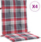 vidaXL - Tuinstoelkussens - 4 - st - 100x50x3 - cm - oxford - stof - ruitpatroon - rood