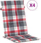 vidaXL - Tuinstoelkussens - 4 - st - 120x50x3 - cm - stof - ruitpatroon - rood
