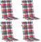vidaXL - Tuinstoelkussens - 4 - st - 120x50x3 - cm - stof - ruitpatroon - rood