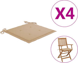 vidaXL - Tuinstoelkussens - 4 - st - 40x40x3 - cm - oxford - stof - beige